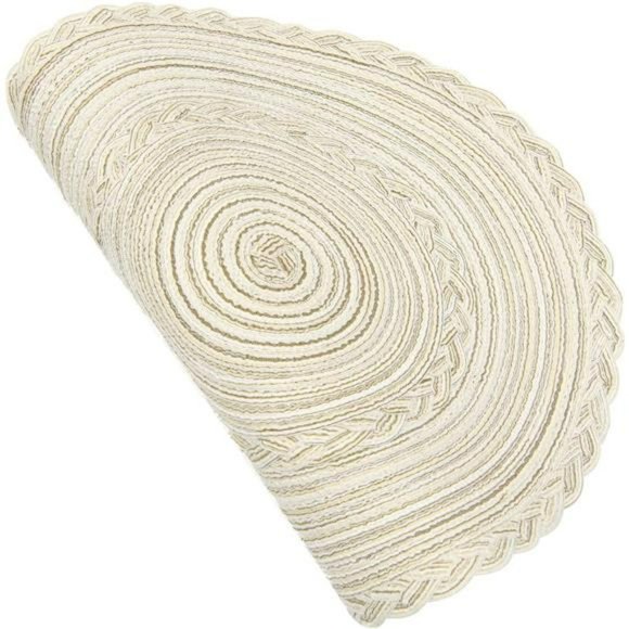 Round Placemats Set of 4 Braided Placemats Bordered  (Ivory Bordered, 4) - Picture 7 of 7